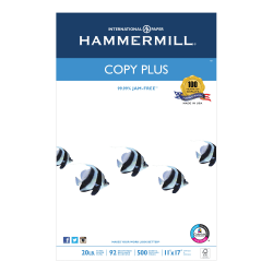 Hammermill® Tidal® Multi-Use Printer & Copy Paper, 1 Ream, White, Ledger (11" x 17"), 500 Sheets Per Ream, 20 Lb, 92 Brightness