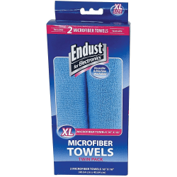 Endust XL MicroFiber Towels Twin Pack - For Display Screen, PDA, Digital Camera, Desktop Computer, Gaming Console - Washable, Lint-free - MicroFiber - 2 Each - Blue