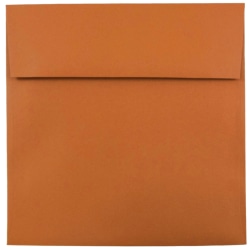 JAM Paper® Color Square Invitation Envelopes, 8 1/2" x 8 1/2", Gummed Seal, Dark Orange, Pack Of 25