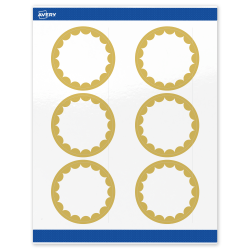 Avery® Print-To-The-Edge Labels With Sure Feed® Technology, S00-DK0-PRWGP10, Round, 3", Glossy White, Preprinted Gold Dots Edge Design, Pack Of 60