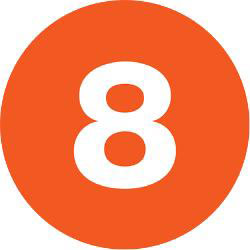 Tape Logic® Orange - "8" Number Labels 2", DL6776, Roll of 500