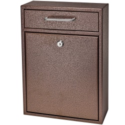 Mail Boss Locking Security Drop Box, 16 1/4"H x 11 1/4"W x 4 3/4"D, Bronze
