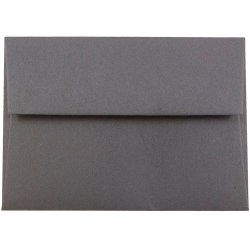 JAM Paper® Booklet Envelopes, #4 Bar (A1), Gummed Seal, Dark Gray, Pack Of 25