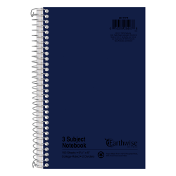 Oxford® 3-Subject Wirebound Notebook, 6" x 9 1/2", 150 Sheets, 30% Recycled, Assorted Colors