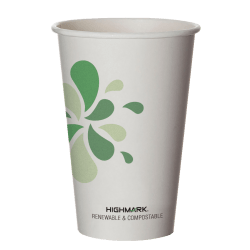 Highmark® Compostable Hot Drink Cups, 16 Oz, White/Green/Black, Pack Of 50