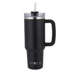 Brentwood Geojug Insulated Stainless-Steel Tumbler Cup With Handle Lid And Straw, 40 Oz, Black