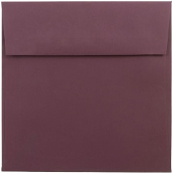 JAM Paper® Color Square Invitation Envelopes, 6" x 6", Gummed Seal, Burgundy, Pack Of 25