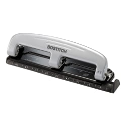 Bostitch® EZ Squeeze™ Three-Hole Punch, 12 Sheet Capacity, Black/Silver