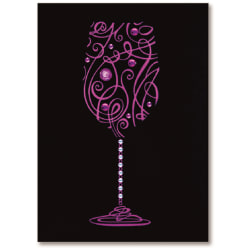 Viabella Birthday Greeting Card With Envelope, Wine Glass, 5" x 7"
