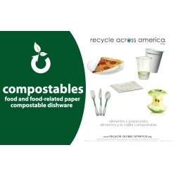 Recycle Across America Compostables Standardized Recycling Labels, COMPS-5585, 5 1/2" x 8 1/2", Dark Green