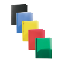 Office Depot® Brand 2-Pocket School-Grade Poly Folder with Prongs, Letter Size, Assorted Colors, Pack Of 10