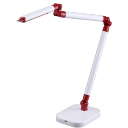 BLACK+DECKER® PureOptics™ Summit Flex™ Ultra Reach LED Clamp-On Desk Lamp, Adjustable, 29 1/2"H, Red/White