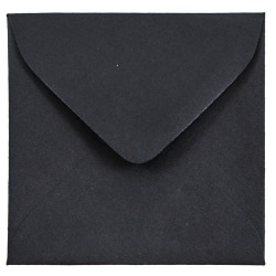 JAM Paper® Square Linen Envelopes, 3 1/8" x 3 1/8", Gummed Seal, 30% Recycled, Black, Pack Of 25