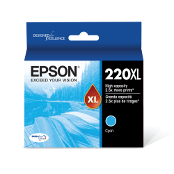 Epson® 220XL DuraBrite® Ultra High-Yield Cyan Ink Cartridge, T220XL220-S