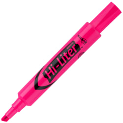 Avery Hi-Liter Highlighters, SmearSafe, Chisel Tip, Desk-Style, Fluorescent Pink, Box Of 12