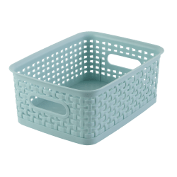 Realspace® Plastic Weave Bin, Small Size, Blue