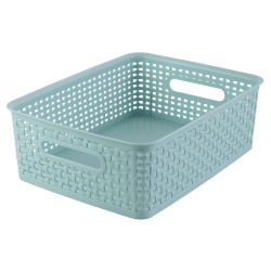 Realspace® Plastic Weave Bin, Medium Size, Blue