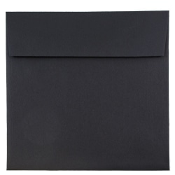 JAM Paper® Square Linen Envelopes, 8 1/2" x 8 1/2", Gummed Seal, 30% Recycled, Black, Pack Of 25
