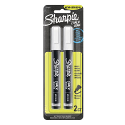 Sharpie® Wet-Erase Chalk Markers, Medium Point, White, Pack Of 2 Markers
