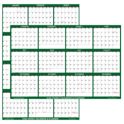 2026 SwiftGlimpse Yearly Reversible Erasable Wall Calendar, 32" x 48", White/Green, January To December