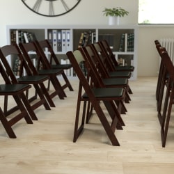Flash Furniture HERCULES Wood Folding Chair With Vinyl Seat, Mahogany