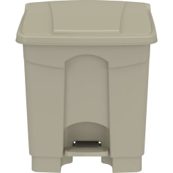 Safco Plastic Step-on Waste Receptacle - 8 gal Capacity - Easy to Clean, Foot Pedal, Lightweight - 17.3" x 16"x 16" Depth - Plastic - Tan - 1 / Carton