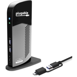 Plugable Laptop Docking Station Dual Monitor for USB-C or USB 3.0 - (Dual HDMI, 6x USB Ports, Gigabit Ethernet, Audio), TAA Compliant