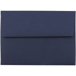 JAM Paper® Booklet Envelopes, #4 Bar (A1), Gummed Seal, Navy Blue, Pack Of 25