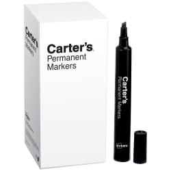 Avery® Carter's™ Permanent Markers, Chisel Tip, Large Desk-Style Size, Black, Box Of 12