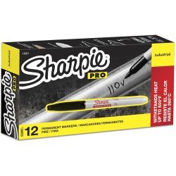 Sharpie® Industrial Permanent Markers, Fine Point, Black, Pack Of 12
