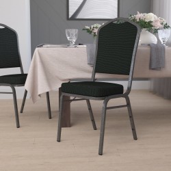 Flash Furniture HERCULES Fabric Crown-Back Stacking Banquet Chair, Black Dot/Silver