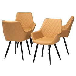 Baxton Studio Astrid Dining Chairs, Tan/Black, Set Of 4 Chairs