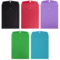 JAM Paper® Open-End 9" x 12" Catalog Envelopes, Clasp Closure, Assorted, Pack Of 50