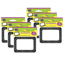 Teacher Created Materials Name Tags, Chalkboard Brights, 2-1/2"H x 3-1/2"W, 36 Name Tags Per Pack, Set Of 6 Packs