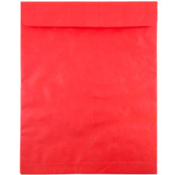 JAM Paper® Tyvek® Open-End Envelopes With Peel & Seal, 11-1/2 x 14-1/2", Red, Pack Of 25 Envelopes