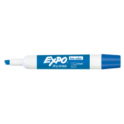 EXPO® Low-Odor Dry-Erase Markers, Chisel Point, Blue, Pack Of 12
