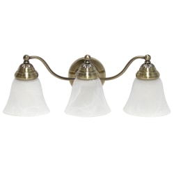Lalia Home Essentix 3-Light Wall Mounted Curved Vanity Light Fixture, 7-1/2"W, Alabaster White/Antique Brass