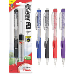 Pentel® Twist Erase Click Mechanical Pencil, #2 Lead, Fine Point, 0.5 mm, Transparent Barrel