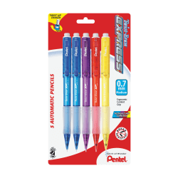 Pentel® Twist-Erase® Express Mechanical Pencils, Medium Point, 0.7 mm, HB Hardness, Assorted Barrel Colors, Pack Of 5