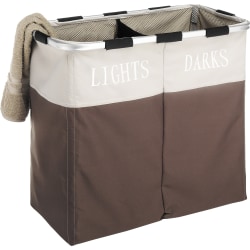 Whitmor Laundry Sorter - 2 Compartment(s) - 21.3" Height x 12.5" Width24.8" Length - Heavy Duty, Adjustable, Lightweight, Collapsible, Sturdy - Java Brown - Polyester, Mesh, Vinyl, Metal