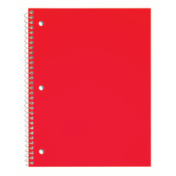 Just Basics® Poly Spiral Notebook, 8" x 10-1/2", 1 Subject, College Ruled, 70 Sheets, Red