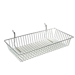 Azar Displays Chrome Wire Baskets, Small Size, 5" x 24" x 12", Silver, Pack Of 2