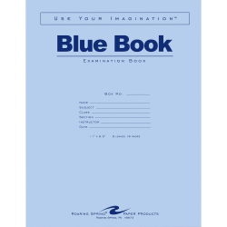 Roaring Spring Blue Book Wide-Ruled Examination Books, 8 1/2" x 11", Pack Of 50