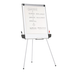 Office Depot® Brand Tripod Non-Magnetic Dry-Erase Whiteboard Easel, 29 3/8" x 44", Metal Frame With Gray Finish