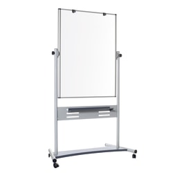MasterVision® Gold Ultra™ Evolution Revolver Mobile Presentation Non-Magnetic Dry-Erase Whiteboard Easel, 36" x 47", Aluminum Frame With Silver Finish