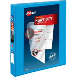 Avery® Nonstick Heavy-Duty View 3-Ring Binder With EZ-Turn™ Rings, 1" D-Rings, Light Blue