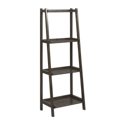 New Ridge Home Goods Dunnsville 60"H 4-Tier Leaning Ladder Bookcase, Espresso