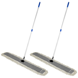 Alpine Cotton Floor Dust/Dry Mop Sets, 48", Multicolor, Pack Of 2 Mop Sets