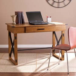 SEI Furniture Canton 49"W Wooden Adjustable-Height Computer Desk, Glazed Pine