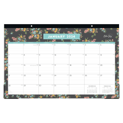 2024 Blue Sky™ Winnie Charcoal Monthly Desk Pad Planning Calendar, 17" x 11", January to December